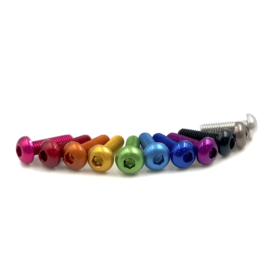M3 8mm aluminium alloy semicircle head hexagon colour screws in pink and light blue