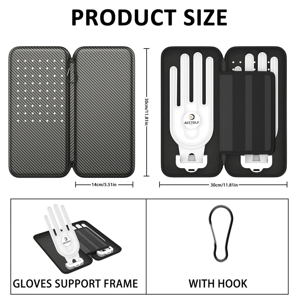 Silver grey golf glove storage bag with two mounting brackets for golf bag attachment