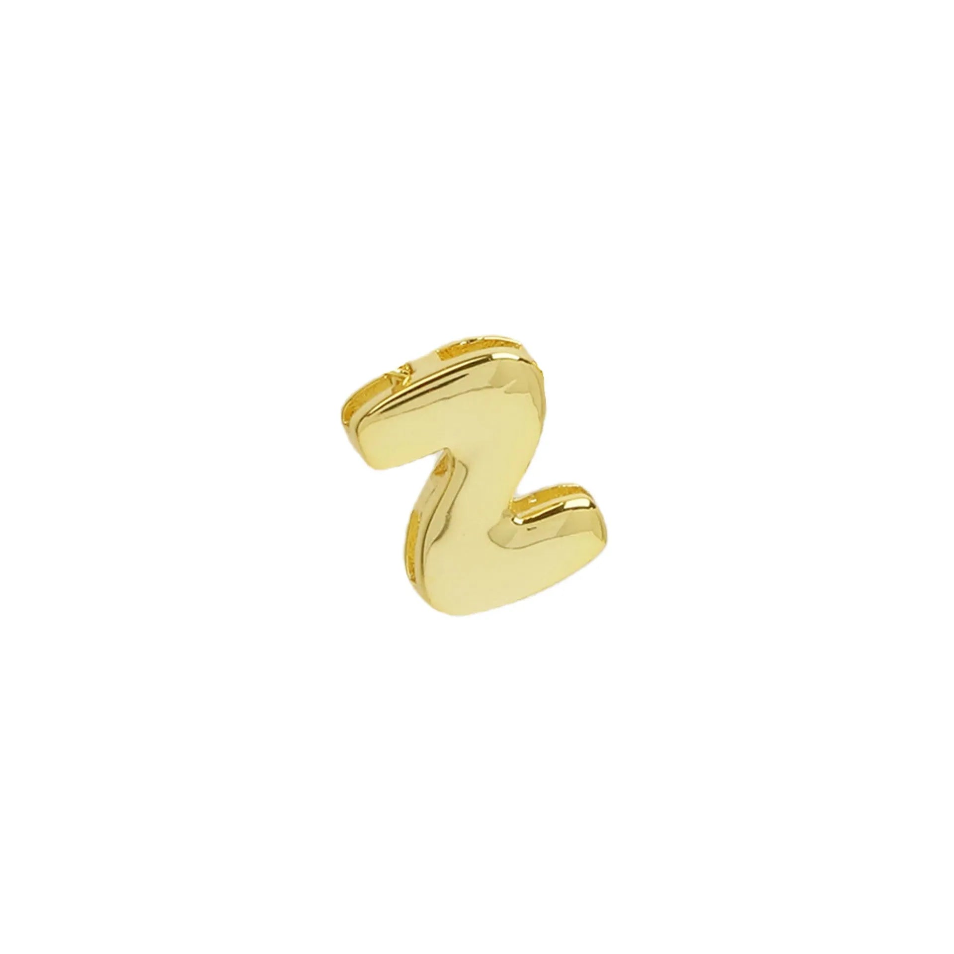 18k brass smooth surface bubble DIY letter bracelet with gold electroplated finish and letter pendant on white background