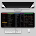 Oversized desk keyboard pad with non-slip rubber base and cloth surface, available in multiple sizes