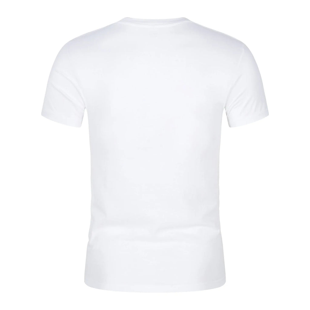 Men's white and black CVC cotton short-sleeved round neck T-shirt on size chart