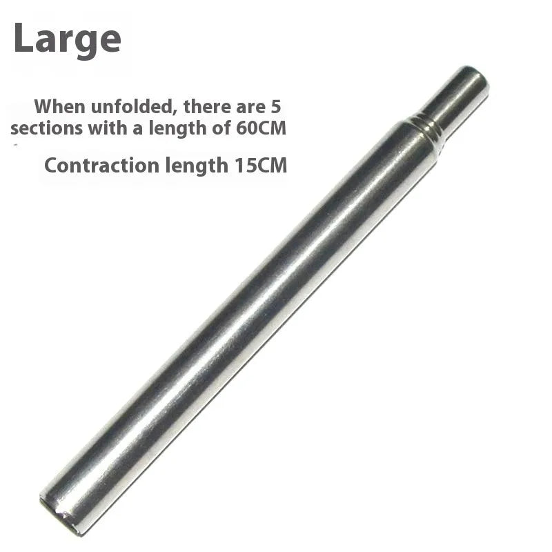 Stainless steel outdoor fire blowing stick for camping and picnics, available in large, medium and small sizes