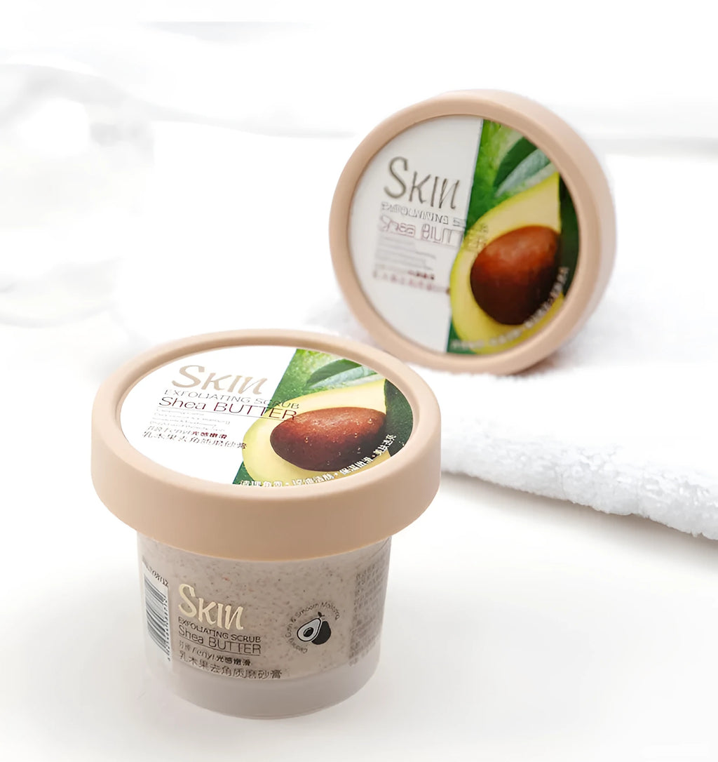 Fenyi Light Shea Butter Scrub 100g tub in light brown colour for gentle exfoliation