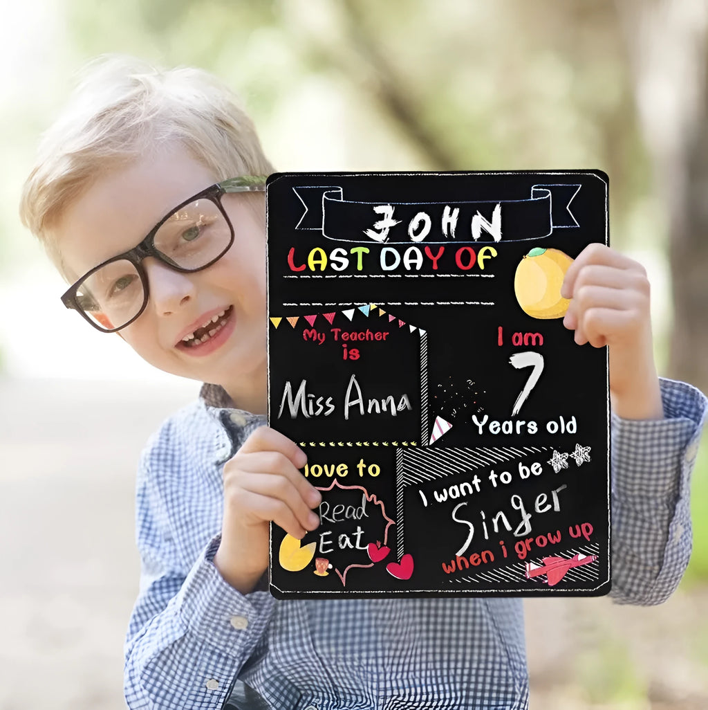 Wooden craftwork blackboard for first day of school with modern simplicity design measuring 25.5x30cm