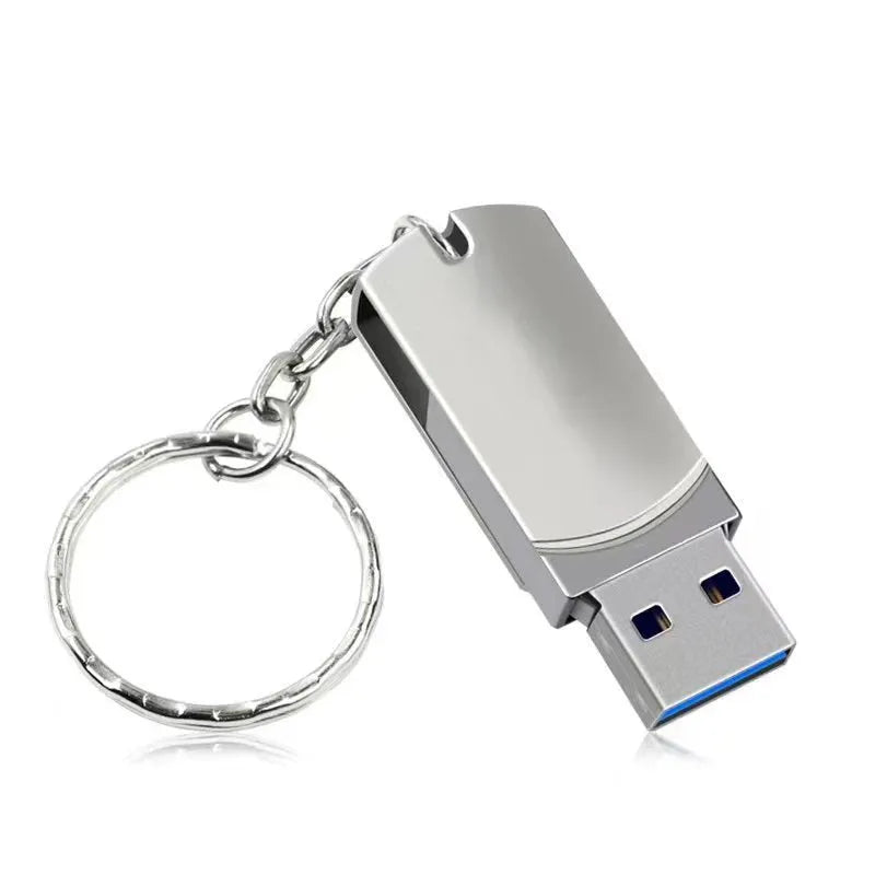 White metal rotation USB flash drive showing compact dimensions and swivel design