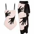 Women's one-piece bikini set with layered tulle skirt in multiple sizes