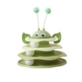 3-layer cat toy tower with rotating bee on top, green tracks and base, for kittens and adult cats