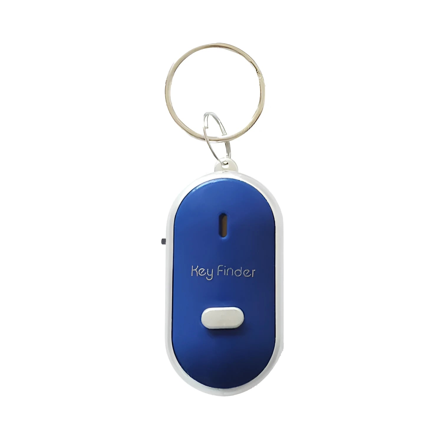 Oval-shaped voice control key finder pendant in red, blue, white, black, or orange.