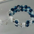 Chinese style bamboo leaf glass bracelet for women with manual craftsmanship.