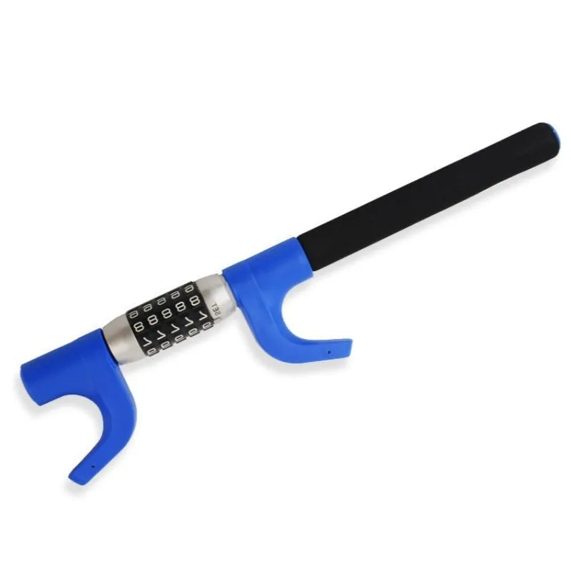 Car anti-theft password steering wheel U-lock in alloy steel with black, blue, and red colour options