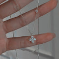 Silver clover clavicle chain necklace for women with O-ring chain and 9.8x11.8mm flower pendant