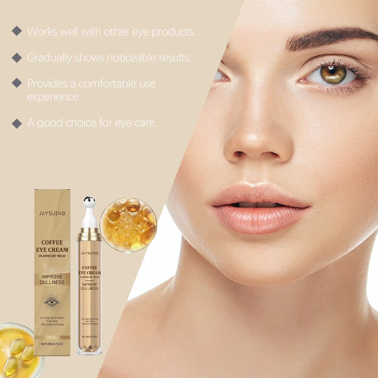 20g jar of Caffeine Firming Eye Cream for the eye contour area.