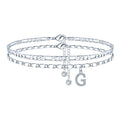 Copper double-circle bead anklet with silver colour finish showing customisable letter styling options
