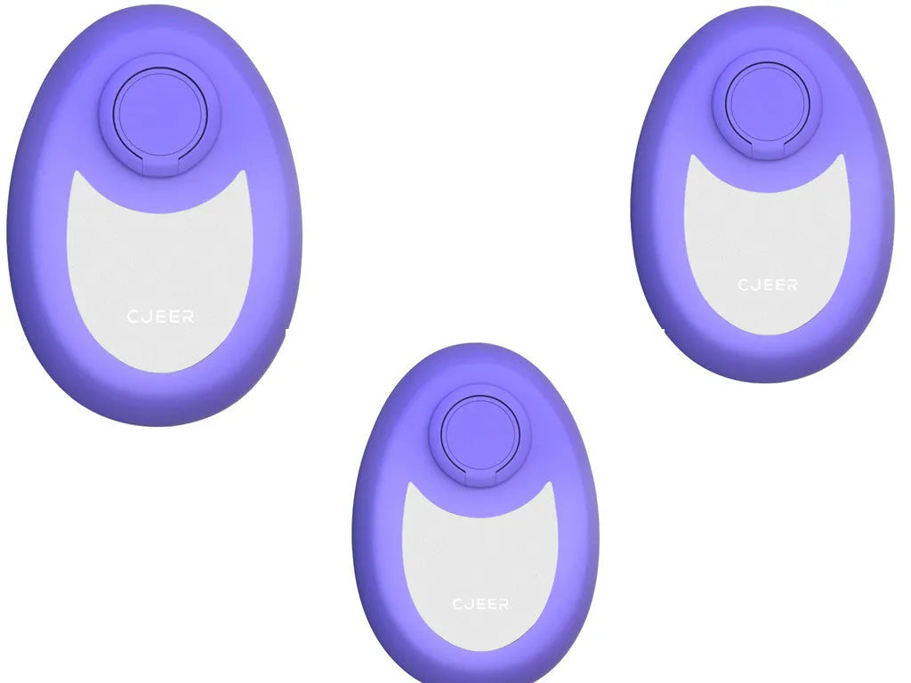 CJEER flat crystal hair removal device in green, purple or black with metal finger ring.