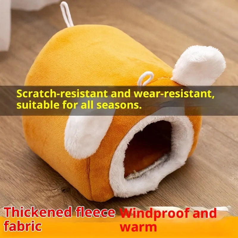 Thick cloth hamster nest bed in orange or grey, 12cm and 15cm cube sizes for winter use
