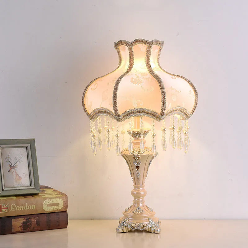 European style table lamp with princess design, 55cm height, remote control tricolour light, on bedside table