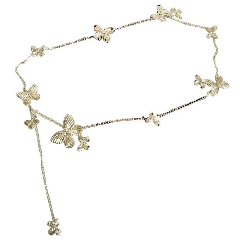 Gold butterfly waist chain body jewellery with retro styling and adjustable 104cm length