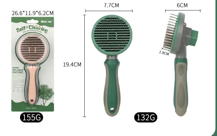 Automatic hair removal comb in green with stainless steel needles for floating hair and opening knots