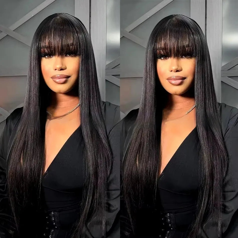 Full-mechanism human hair wig in natural colour with length options from 8 to 32 inches