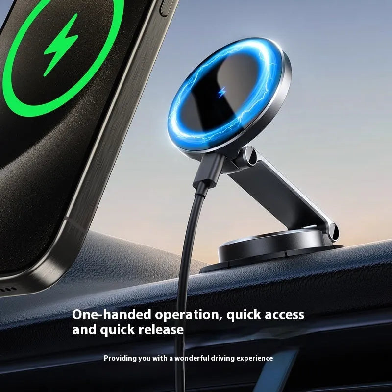 Black wireless charging car phone mount with zinc alloy construction for 4.7-7.0 inch smartphones