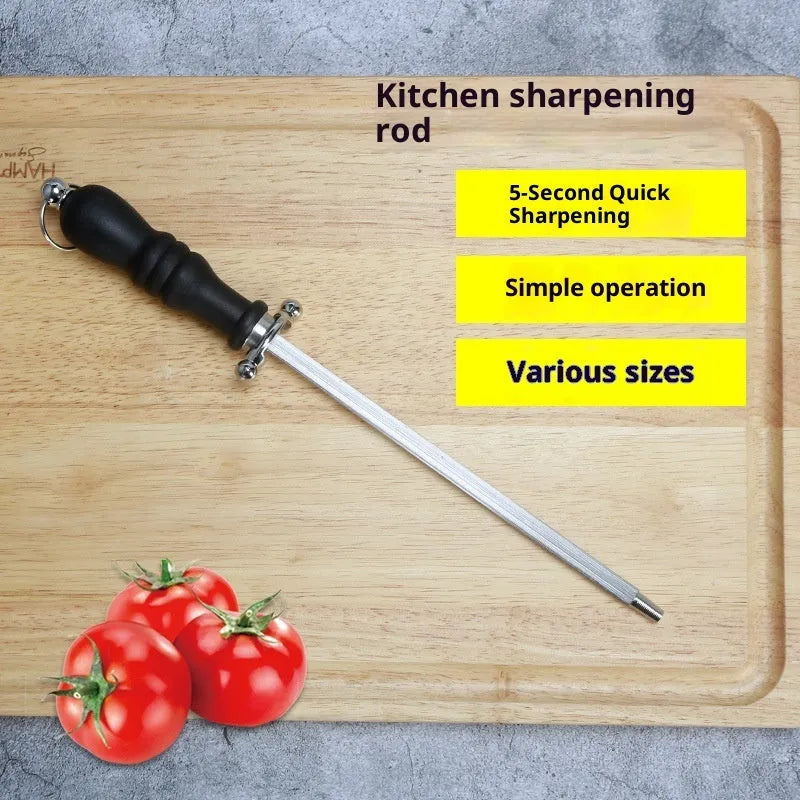 High carbon steel sharpening steel rod for kitchen knives, available in styles 1-8