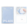 A5 PVC spiral notebook cover in blue or white transparent finish, dimensions 148mm by 210mm