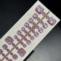 Purple cat's eye toenail wear set, 24 pieces, micro glass bead crystal finish, S M L sizes, ultra-thin seamless