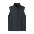 Men's zipper stand collar double-sided fleece cardigan vest in solid colour with side pockets