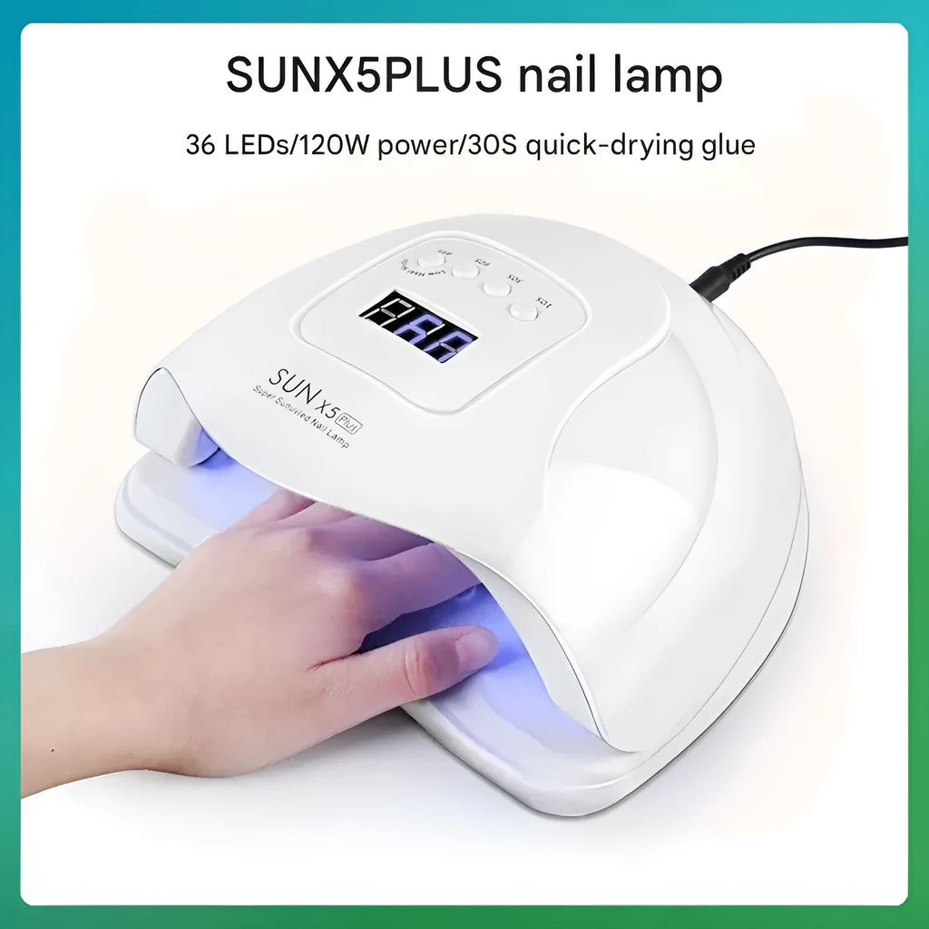 120W UV nail drying lamp in pink with automatic sensor for gel polish curing