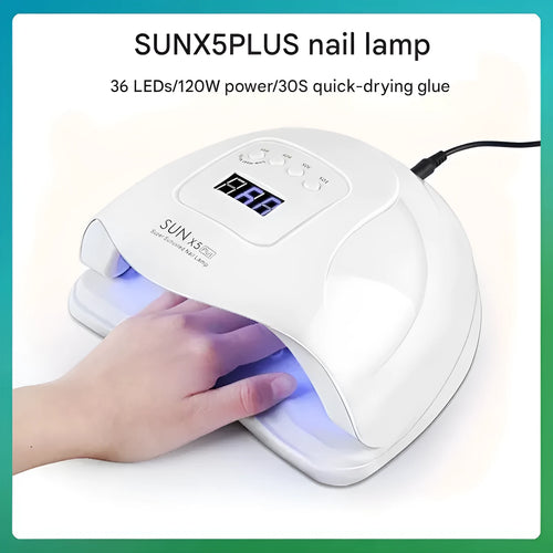 120W UV nail drying lamp in pink with automatic sensor for gel polish curing