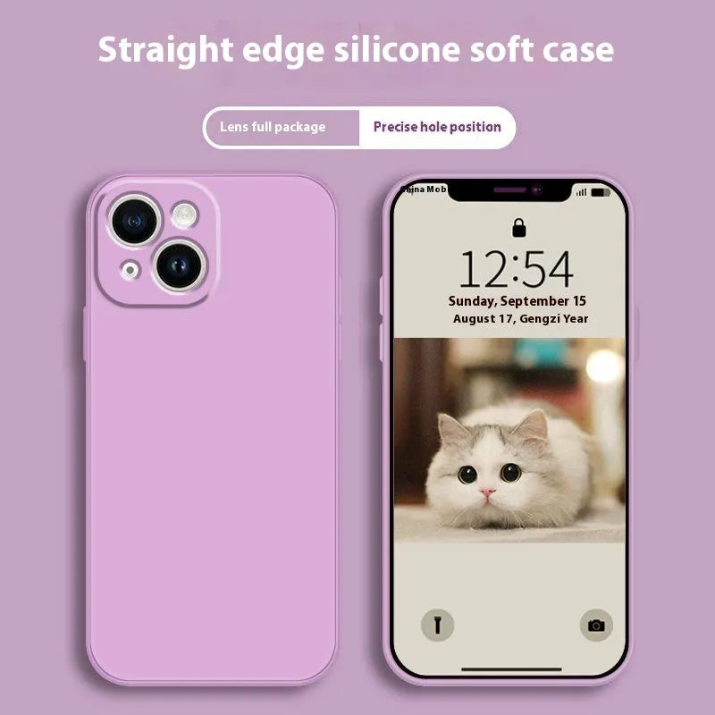 TPU silicone gel protective phone case for iPhone in classic black, showing camera cutout and edges