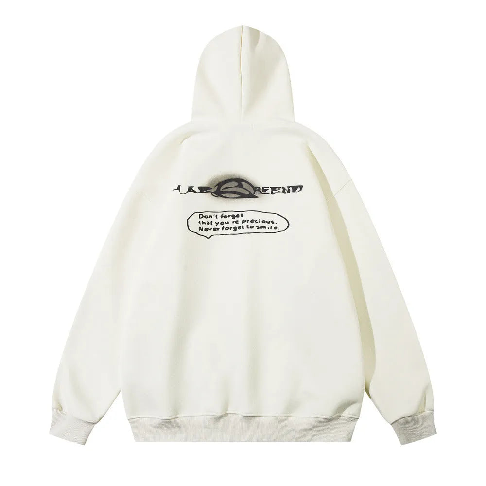 Men's fashion personality printed hoodie in cotton blend, black colour, character pattern, front view