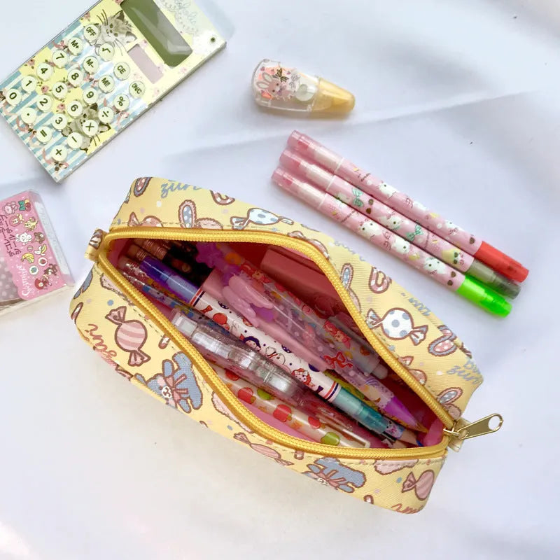 Printed PVC pencil case cylindrical design 19 cm Japanese cute cartoon pattern soft material