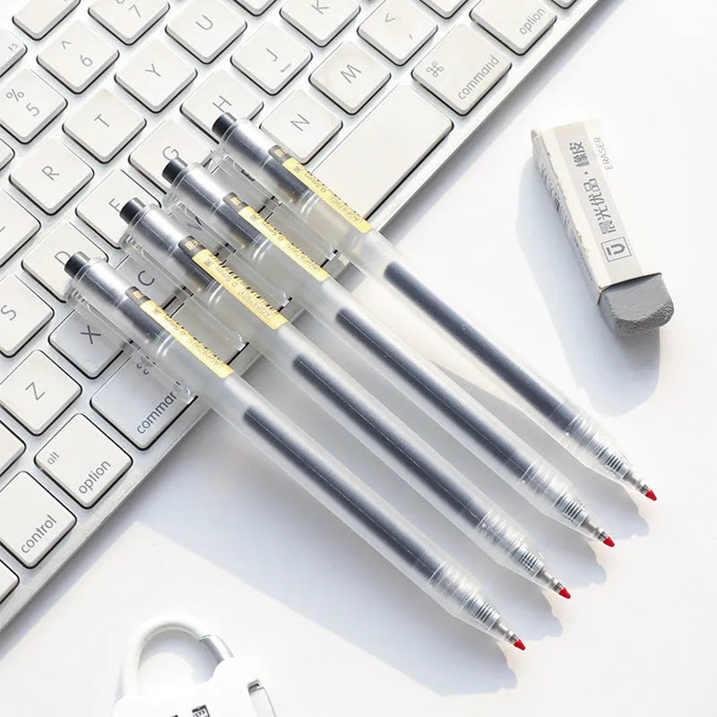 12 black frosted stick gel pens with retractable tips and 2 refills