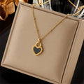 Butterfly heart shape stainless steel pendant necklace with diamond square and irregular tassel, electroplated finish