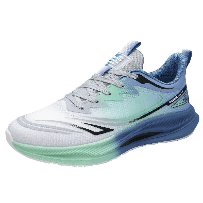 Men's low-top casual shoe in grey mesh with a round toe and light rubber sole.