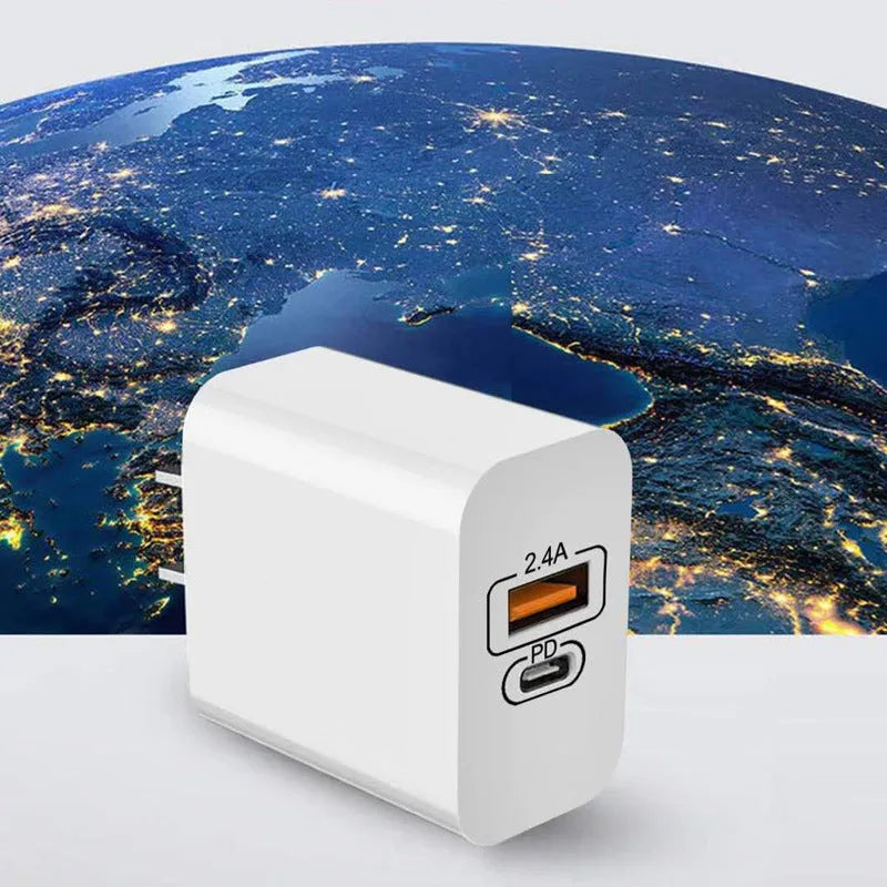 Bare metal travel charger for Android phones with multiple international plug adaptors