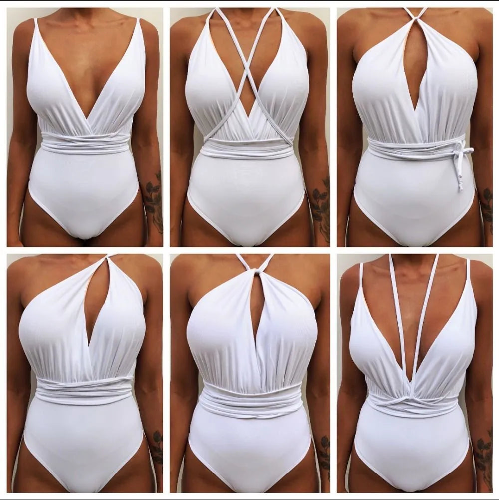 Women's polypropylene swimwear in bikini, monokini, and one-piece styles, sizes S M L XL, Black Red and code colours