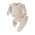 Boys solid colour long sleeve polyester sweater and trousers set, two-piece pullover outfit for 0-24M