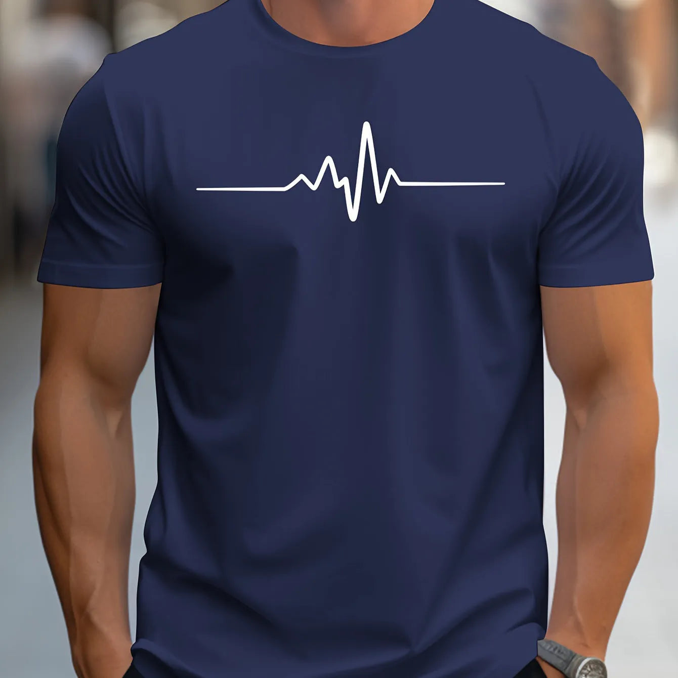Men's loose fit short sleeve t-shirt with 3D letter graphic design in polyester blend fabric