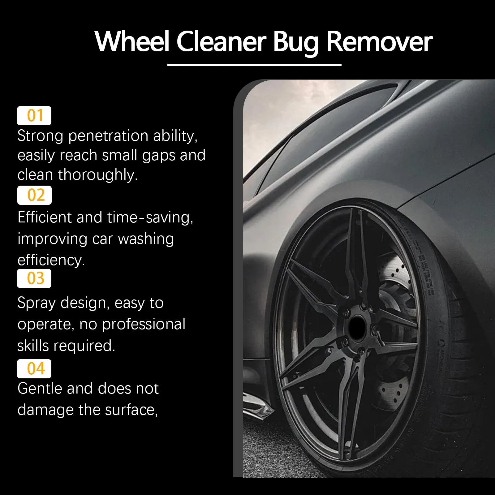 120ml car wheel cleaner bottle with surfactant formula for brake dust removal