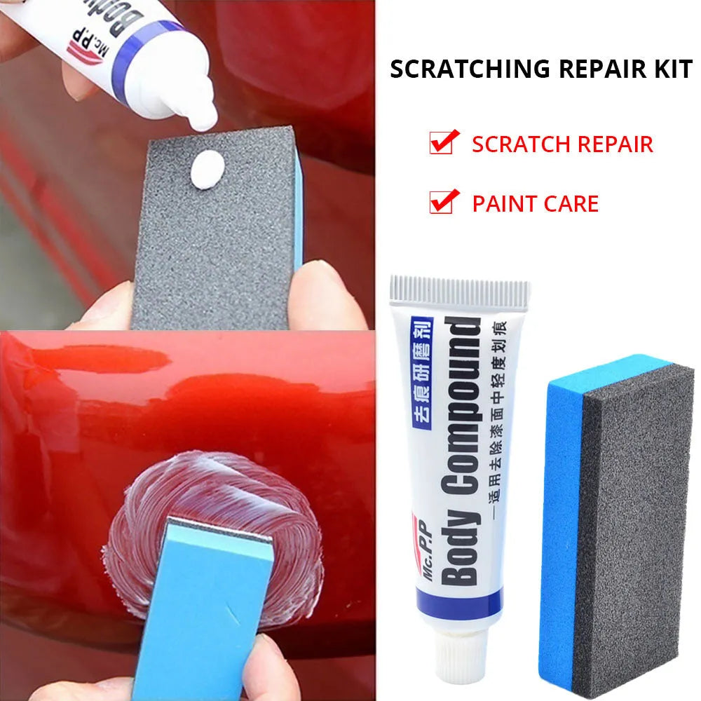 Mild scratch repair paste for car paint with white sponge applicator kit