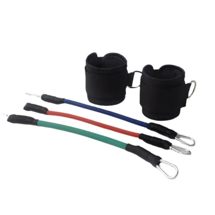 Black Taekwondo leg pull rope set for explosive force training with adjustable tension