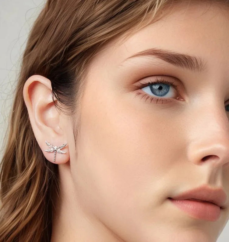 925 sterling silver wing dragonfly stud earrings with electroplated finish SCE1909 colour