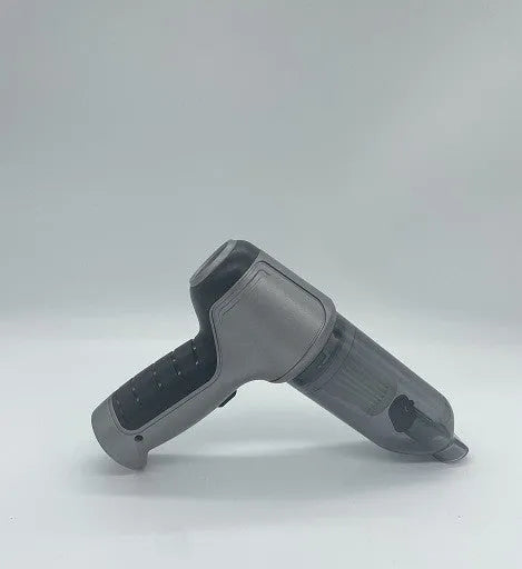 Wireless car vacuum cleaner in gold or silver colour with USB charging port and transparent dust bucket