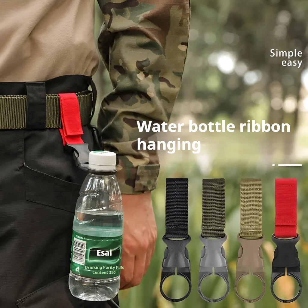 Outdoor Tactics nylon water bottle hanging buckle webbing strip in black colour