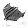 Universal motorcycle spoiler wing with four glossy finish options including forged and carbon fibre patterns
