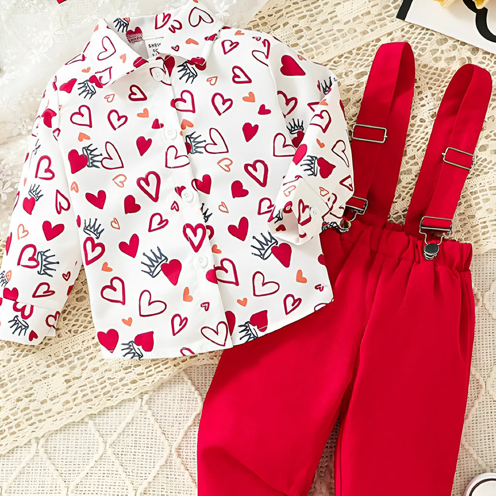 Boys summer two-piece set with short-sleeved shirt and shorts in dot pattern, knitted polyester, size 68-98cm