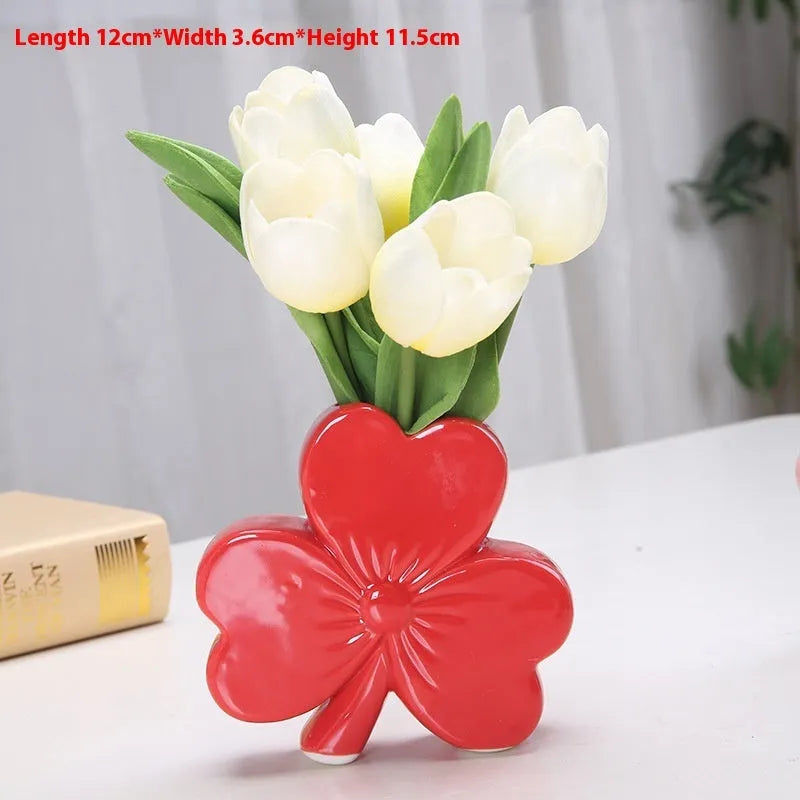 White porcelain clover ceramic vase European style desktop decoration