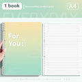 Removable coil gradient notepad in green, blue, pink, or purple with A4 and B5 size options.